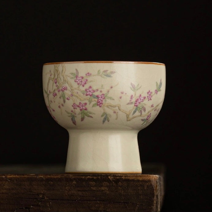 Ru Ware Ceramic Peach Blossom Tea Cup