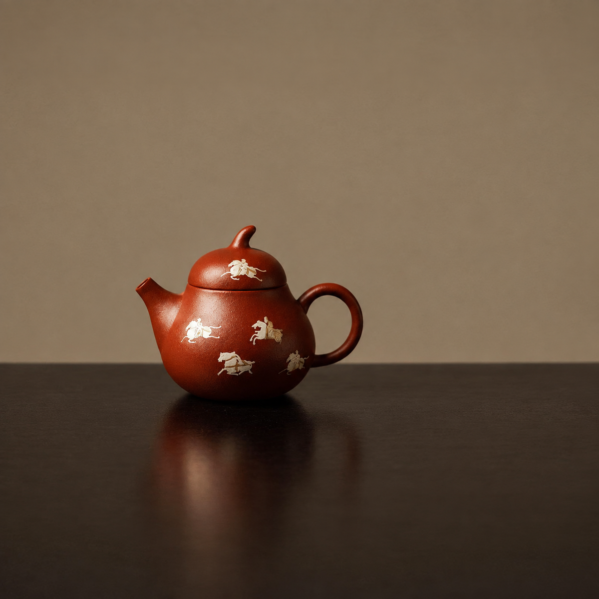 Horse to Success Zhu Ni clay gongfu teapot, 130 ml