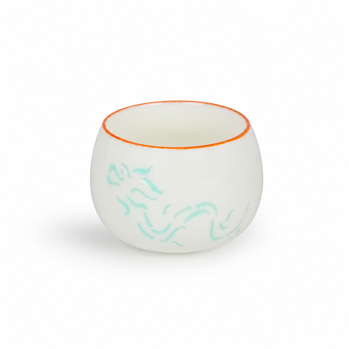 Ivory jade porcelain Dragon Cup with turquoise motif, 130 ml