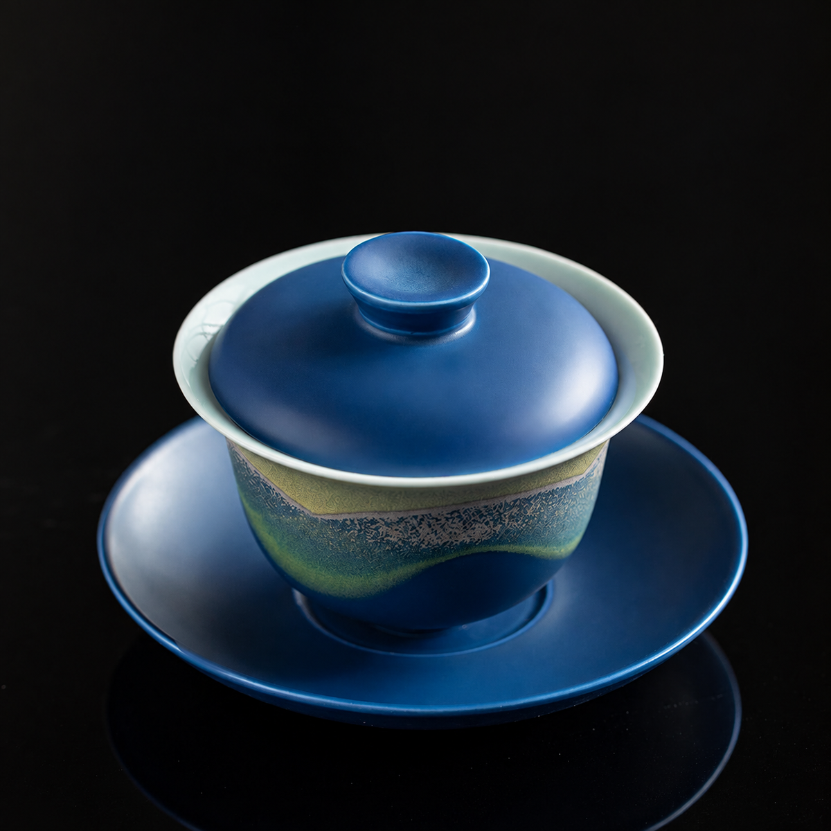 Starry Blue mountain-glaze gaiwan set, 150 ml