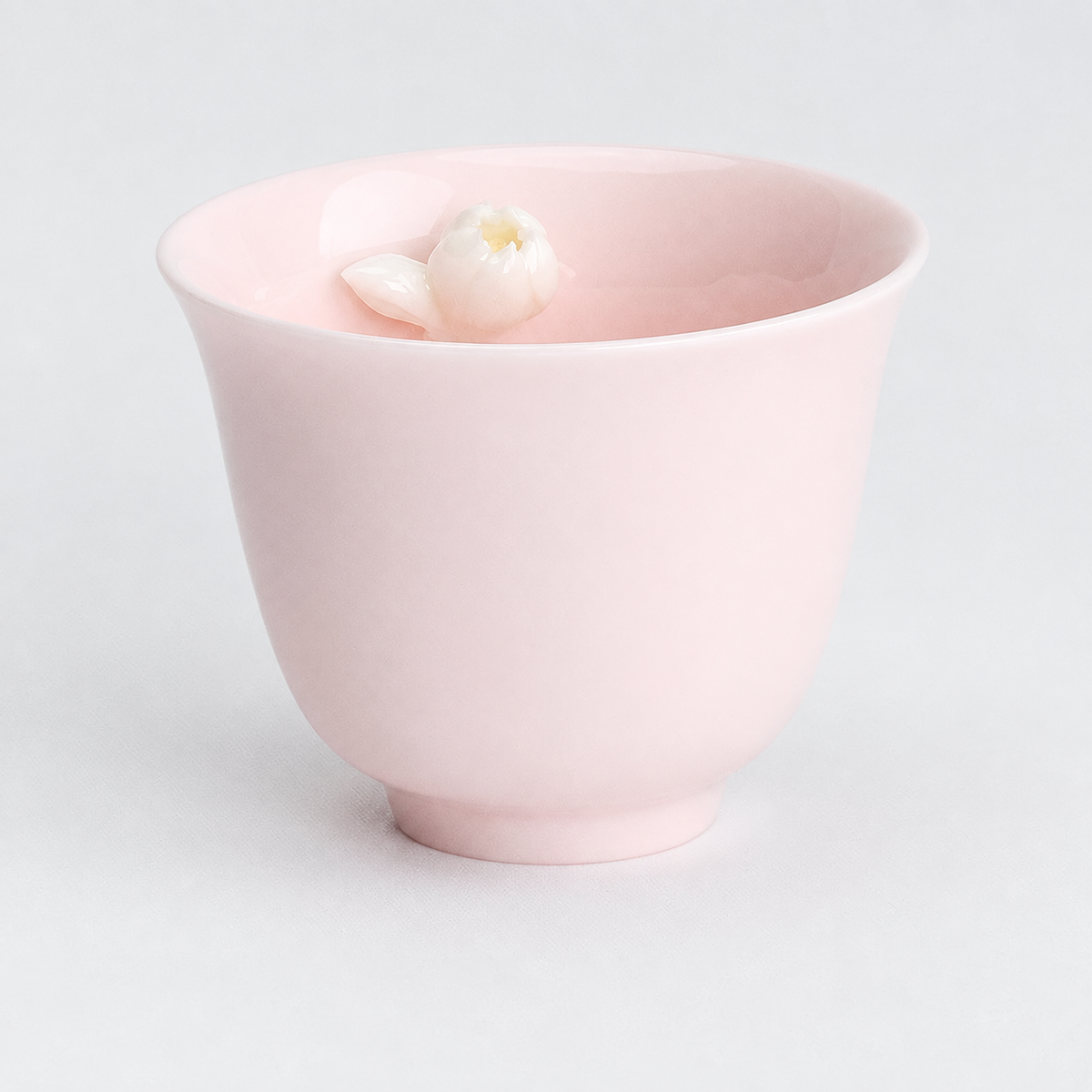 Pink Magnolia Cup with sculpted flower detail inside